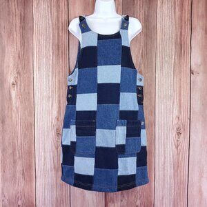 Lucy & Yak Womens Size 4 Layla Denim Dress in Paige Patchwork Blue Cotton Rare